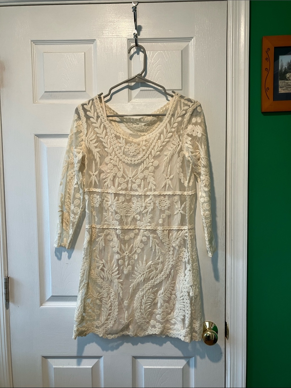 Express small cream lace dress over slip bohemian ethereal whimsigoth y2k